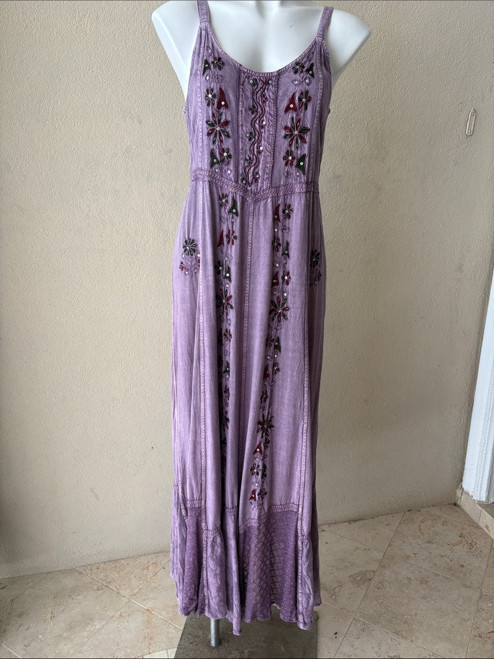 Shoreline Lavender Embroidered Maxi Dress with Floral Detail